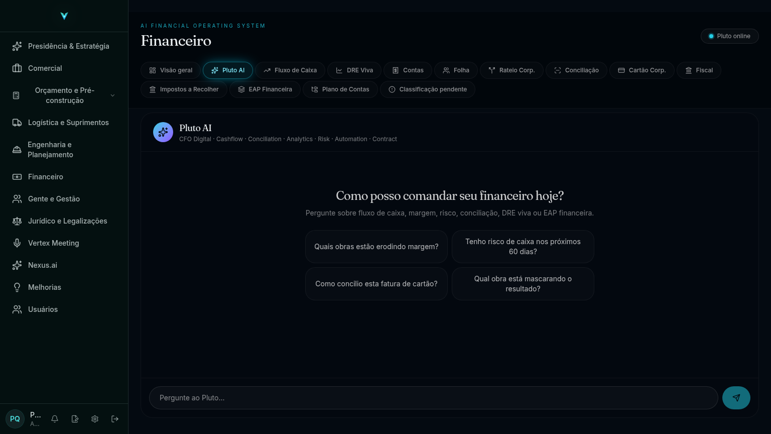 Tela do módulo Financeiro